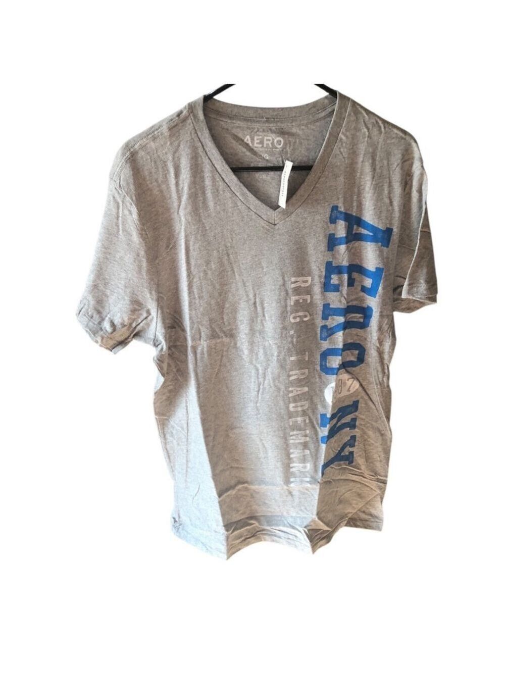 AERO 2/$15 T-Shirt Size L Gray V-Neck NWT